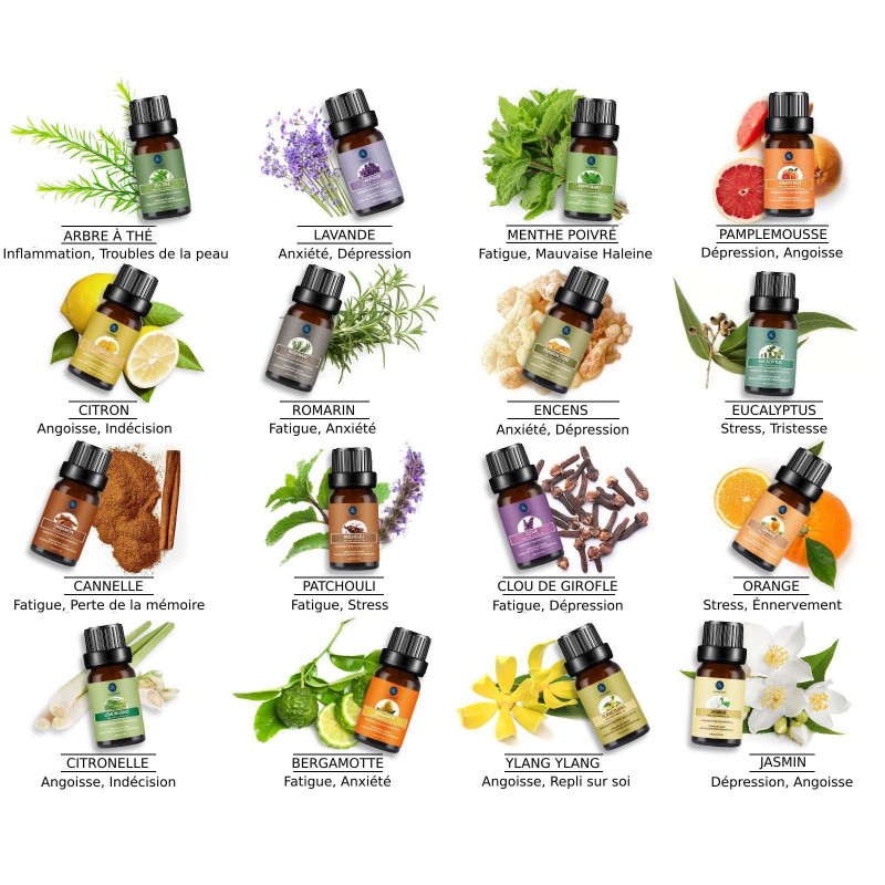 Coffret cadeau huile essentielle avec E-book Aromathérapie- Huile parfumée  pour Aroma